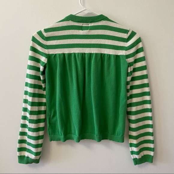 GAP GREEN & WHITE STRIPED CARDIGAN - Picture 2 of 10